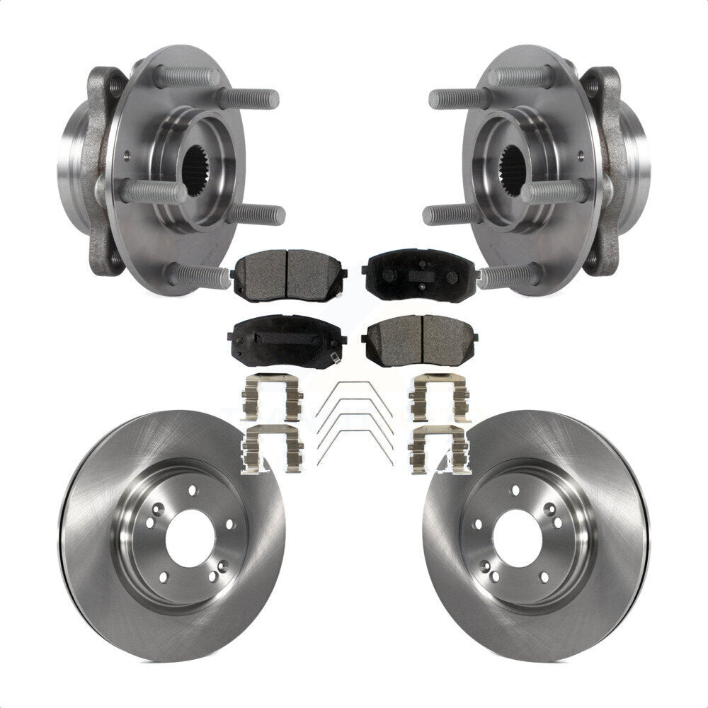 Front Hub Bearing Brake Rotor & Pads Kit For Kia Forte Hyundai Elantra GT Forte5 Veloster KBB-127517
