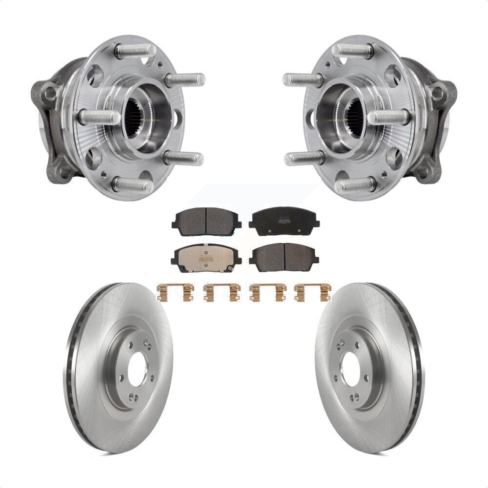 Front Hub Bearing Assembly Disc Brake Rotor & Pads Kit For Hyundai Palisade Kia Telluride KBB-127519