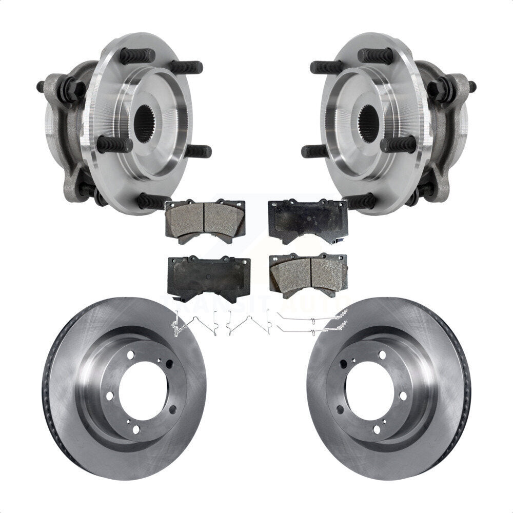 Front Hub Bearing Brake Rotor And Pad Kit For Toyota Tundra Sequoia Complete Assembly 4WD KBB-127526
