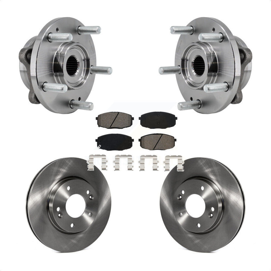 Front Hub Bearing Assembly Brake Rotor Pad Kit For 2017-2019 Kia Soul Naturally Aspirated KBB-127538