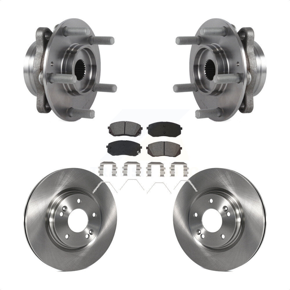 Front Hub Bearing Brake Rotor & Pads Kit For Kia Forte Hyundai Elantra GT Forte5 Veloster KBB-127540