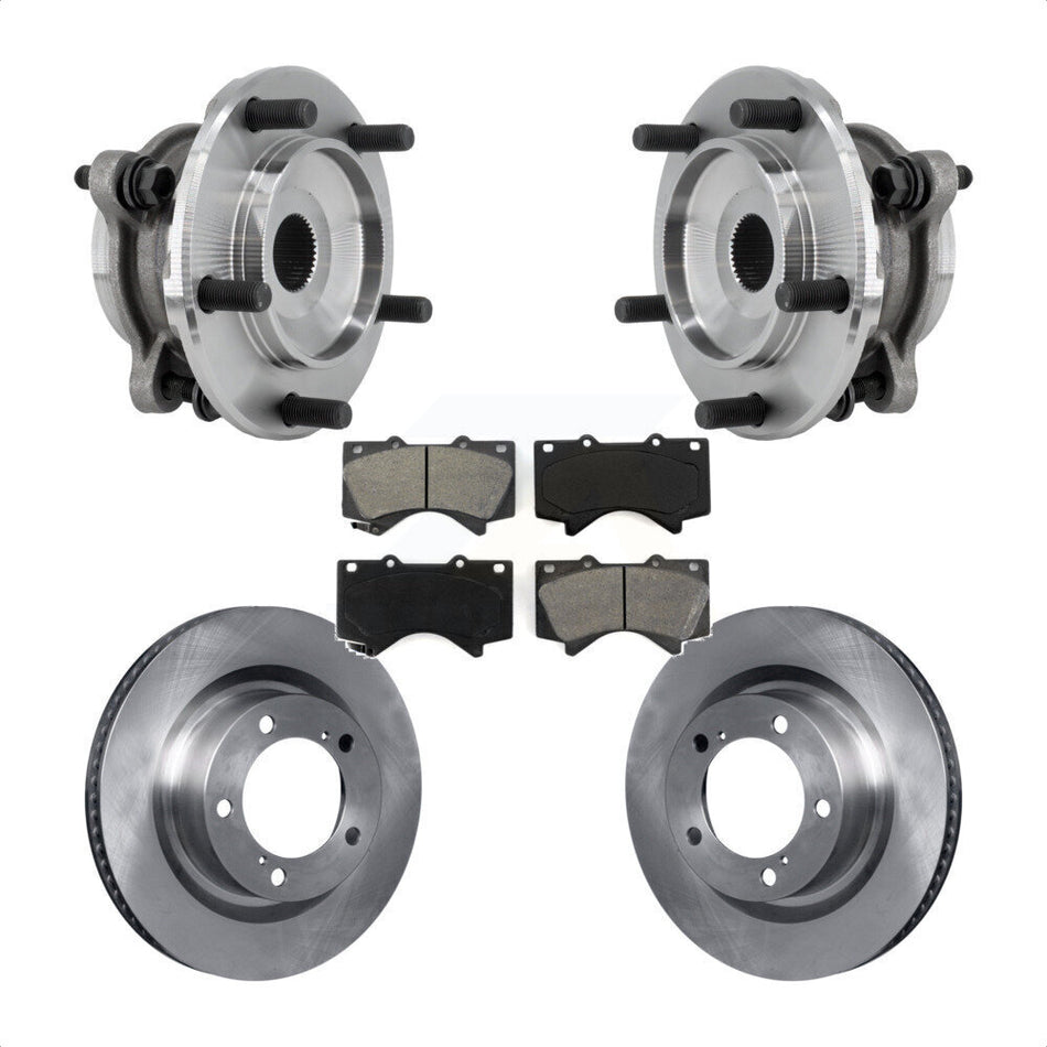 Front Hub Bearing Brake Rotor And Pad Kit For Toyota Tundra Sequoia Complete Assembly 4WD KBB-127541