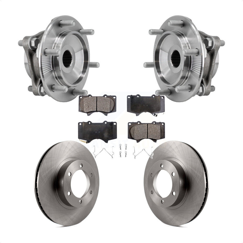 Front Hub Bearing Assembly Disc Brake Rotors And Pads Kit For Toyota 4Runner Lexus GX470 KBB-127556