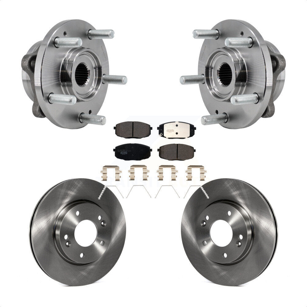 Front Hub Bearing Assembly Brake Rotor Pad Kit For 2017-2019 Kia Soul Naturally Aspirated KBB-127563