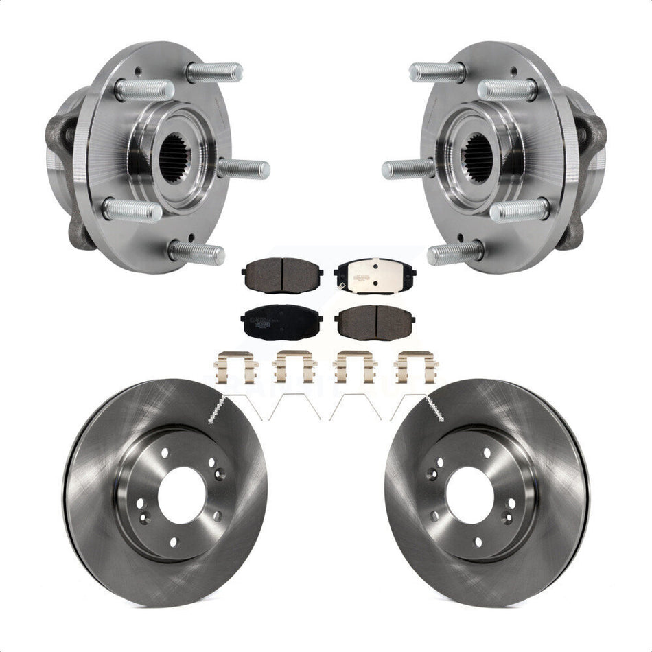 Front Hub Bearing Assembly Brake Rotor Pad Kit For 2017-2019 Kia Soul Naturally Aspirated KBB-127563