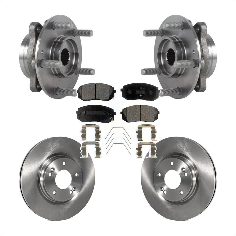 Front Hub Bearing Brake Rotor & Pads Kit For Kia Forte Hyundai Elantra GT Forte5 Veloster KBB-127565