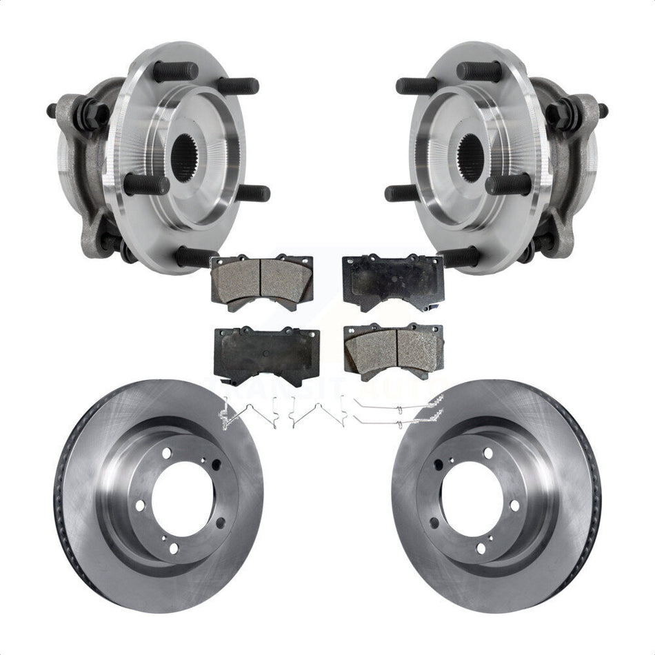 Front Hub Bearing Brake Rotor And Pad Kit For Toyota Tundra Sequoia Complete Assembly 4WD KBB-127567