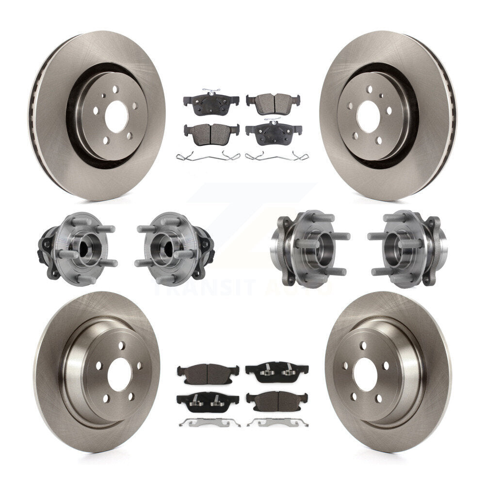 Front Rear Hub Bearing Brake Rotor Pads Kit (10Pc) For Ford Edge Lincoln Nautilus MKX FWD KBB-127592