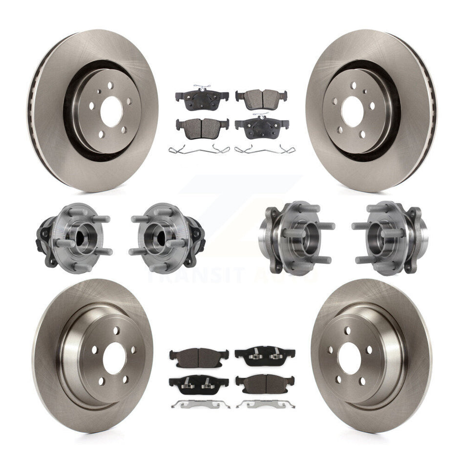 Front Rear Hub Bearing Brake Rotor Pads Kit (10Pc) For Ford Edge Lincoln Nautilus MKX FWD KBB-127592