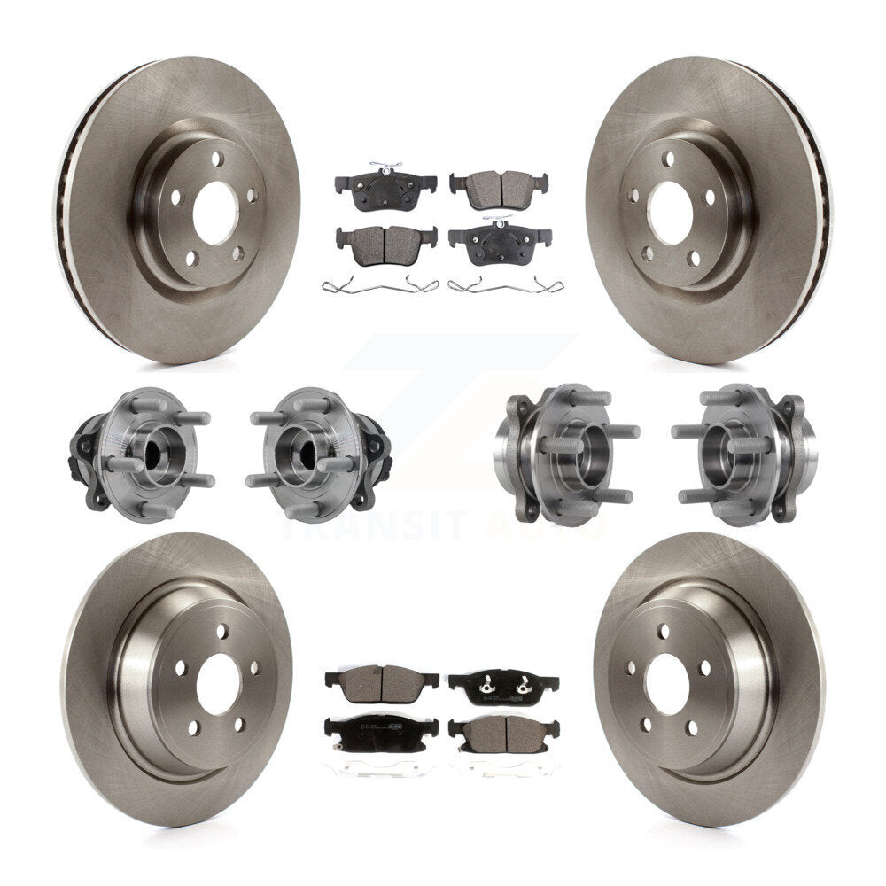 Front Rear Hub Bearings Disc Brake Rotors And Pads Kit (10Pc) For Lincoln Continental FWD KBB-127595