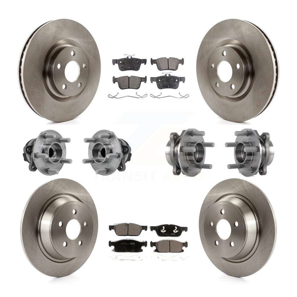 Front Rear Hub Bearings Disc Brake Rotors And Pads Kit (10Pc) For Lincoln Continental FWD KBB-127595
