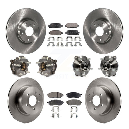 Front Rear Hub Bearing Disc Brake Rotor And Pad Kit (10Pc) For 2006-2007 INFINITI M35 AWD KBB-127598