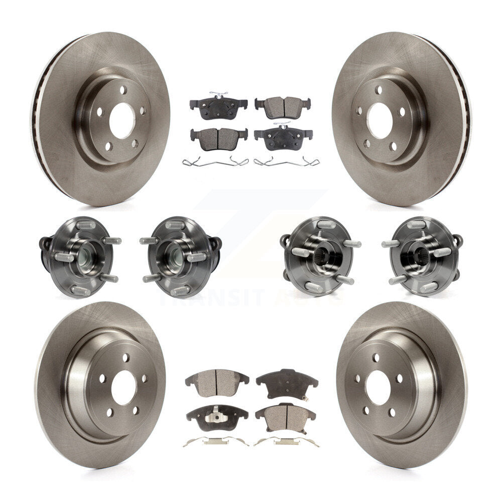 Front Rear Hub Bearing Brake Rotor & Pad Kit (10Pc) For 2019-2020 Ford SSV Plug-In Hybrid KBB-127600