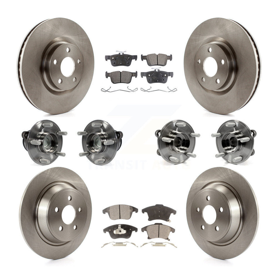 Front Rear Hub Bearing Brake Rotor & Pad Kit (10Pc) For 2019-2020 Ford SSV Plug-In Hybrid KBB-127600