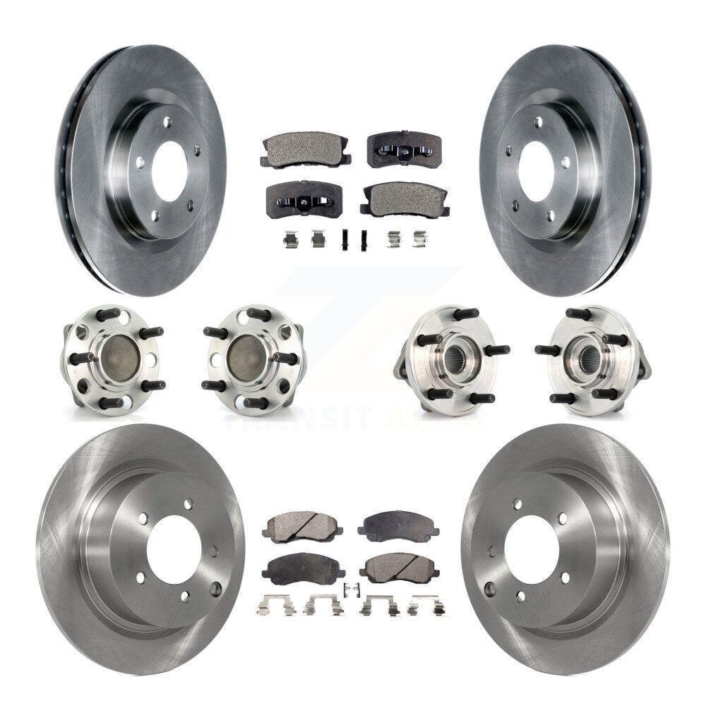 Front Rear Hub Bearing Disc Brake Rotor Pad Kit (10Pc) For Dodge Avenger Chrysler Sebring KBB-127603