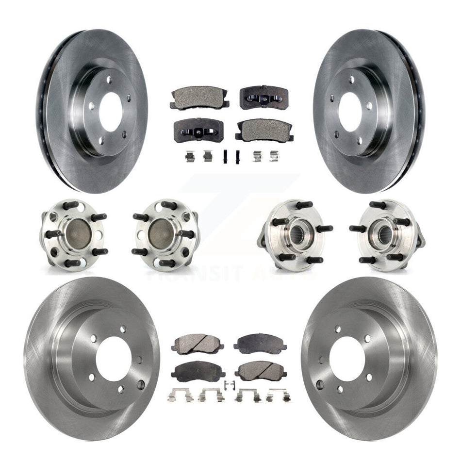 Front Rear Hub Bearing Disc Brake Rotor Pad Kit (10Pc) For Dodge Avenger Chrysler Sebring KBB-127603