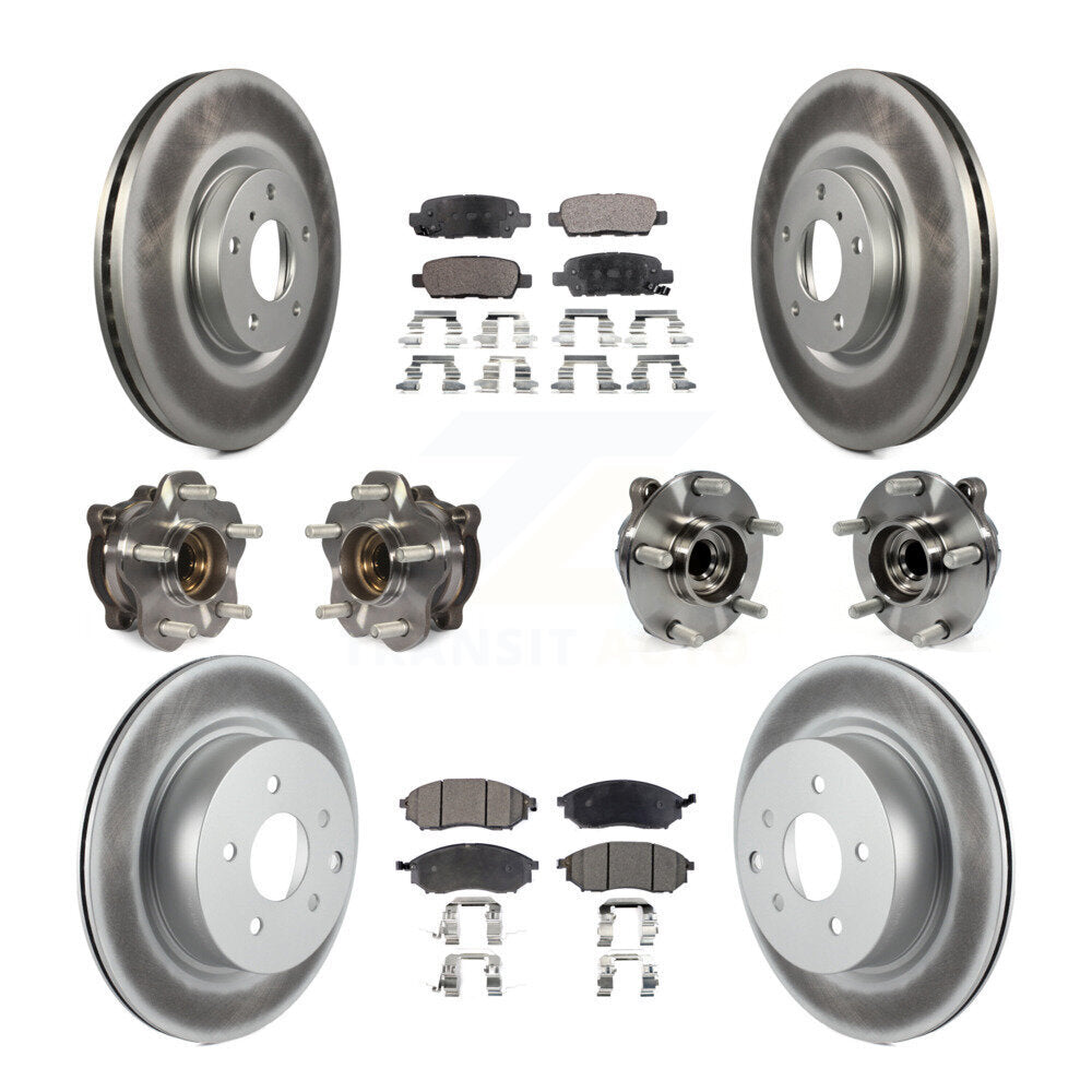 Front Rear Hub Bearing Coated Brake Rotor & Pad Kit (10Pc) For 2006-2007 INFINITI M35 RWD KBB-127616