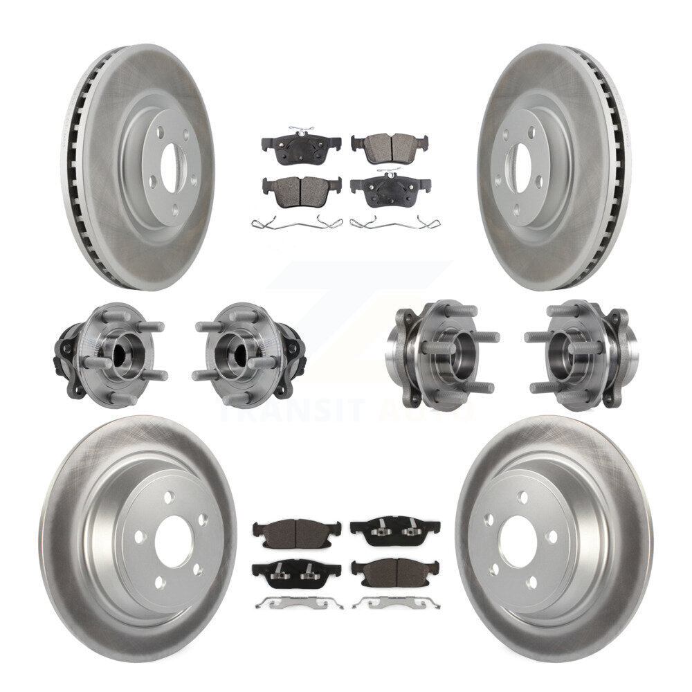 Front Rear Hub Bearing Coated Disc Brake Rotor Pad Kit (10Pc) For 2015-2018 Ford Edge FWD KBB-127618