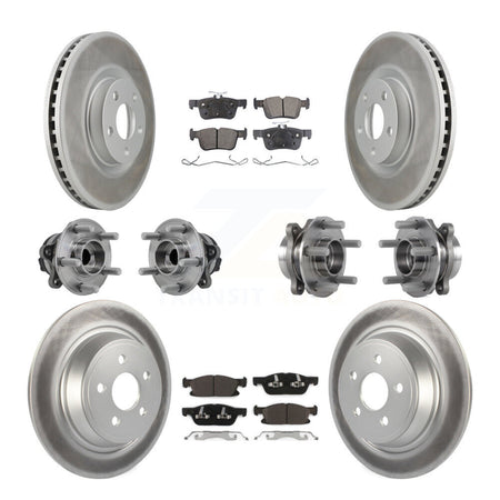 Front Rear Hub Bearing Coated Disc Brake Rotor Pad Kit (10Pc) For 2015-2018 Ford Edge FWD KBB-127618