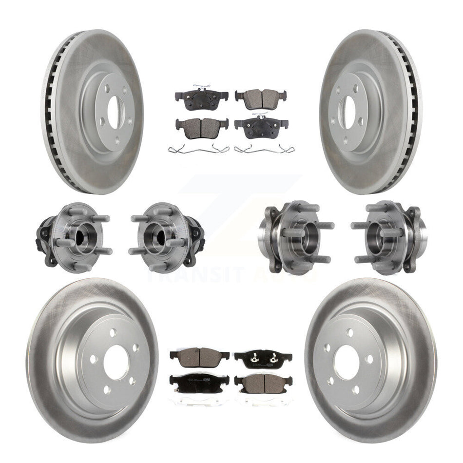 Front Rear Hub Bearing Coated Disc Brake Rotor Pad Kit (10Pc) For Lincoln Continental FWD KBB-127619