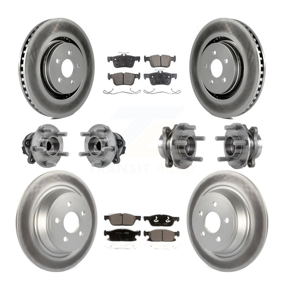 Front Rear Hub Bearing Coated Disc Brake Rotor Pad Kit (10Pc) For Lincoln Continental FWD KBB-127620
