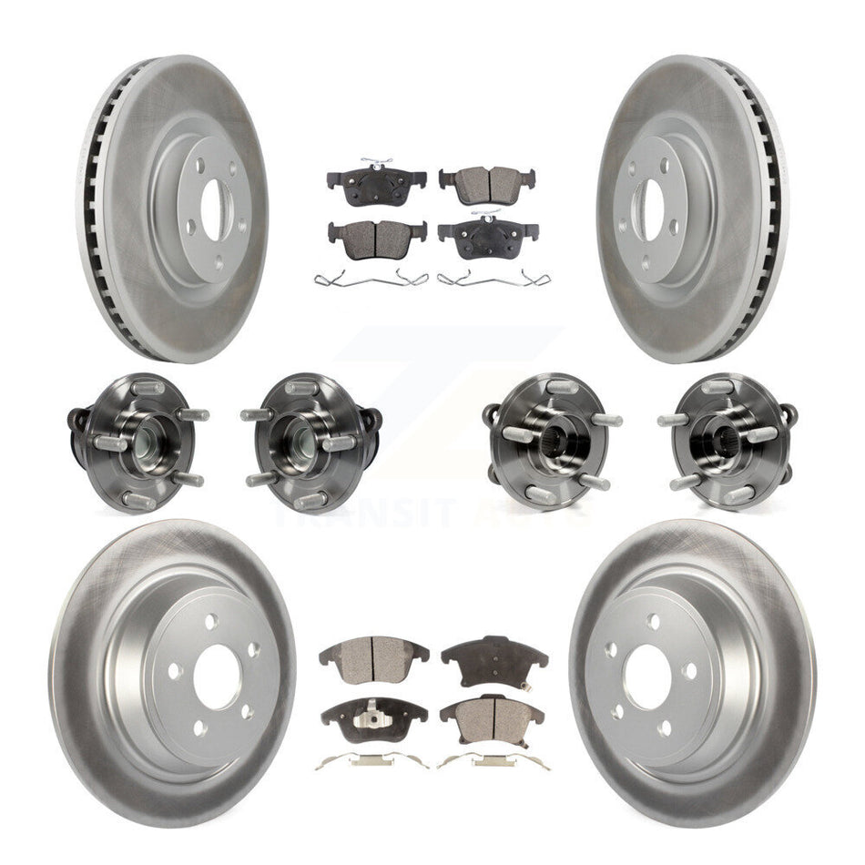 Front Rear Bearing Coat Brake Rotor Pads Kit (10Pc) For 2019-2020 Ford SSV Plug-In Hybrid KBB-127622