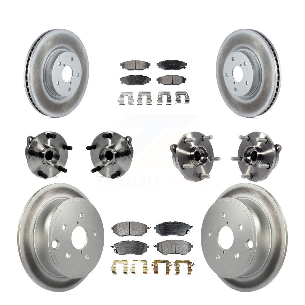 Front Rear Hub Bearing Coated Disc Brake Rotor And Ceramic Pads Kit (10Pc) For Subaru WRX KBB-127625