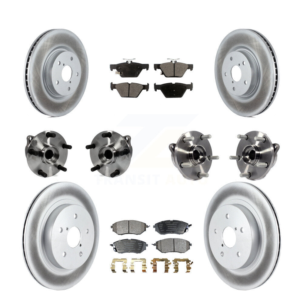 Front Rear Hub Bearing Coated Disc Brake Rotor And Ceramic Pads Kit (10Pc) For Subaru WRX KBB-127626