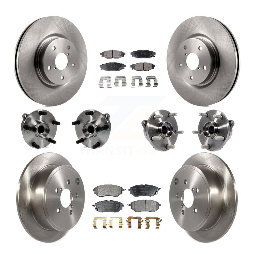 Front Rear Hub Bearing Disc Brake Rotors And Semi-Metallic Pads Kit (10Pc) For Subaru WRX KBB-127639