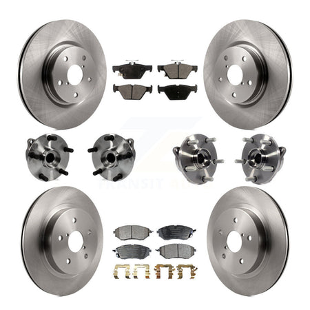 Front Rear Hub Bearing Disc Brake Rotors And Semi-Metallic Pads Kit (10Pc) For Subaru WRX KBB-127640