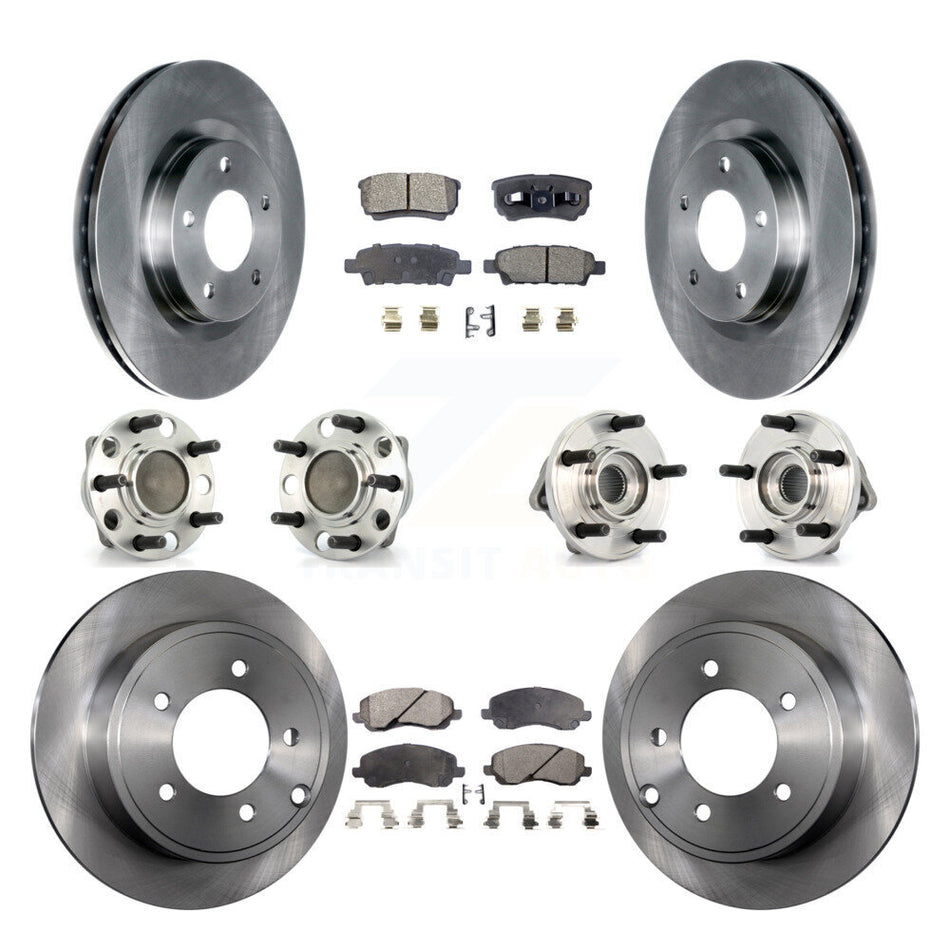 Front Rear Hub Bearing Disc Brake Rotor Pad Kit (10Pc) For Dodge Avenger Caliber Chrysler KBB-127642
