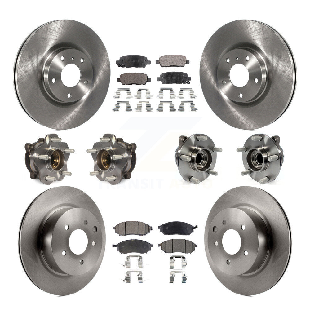 Front Rear Hub Bearing Disc Brake Rotor And Pad Kit (10Pc) For 2006-2007 INFINITI M35 RWD KBB-127644