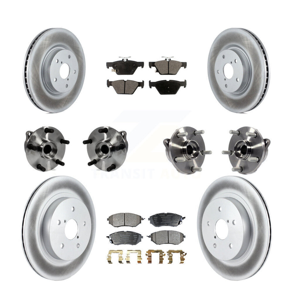 Front Rear Hub Bearing Assembly Coated Disc Brake Rotor And Pad Kit (10Pc) For Subaru WRX KBB-127647