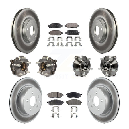 Front Rear Hub Bearing Coated Brake Rotor & Pad Kit (10Pc) For 2006-2007 INFINITI M35 AWD KBB-127653