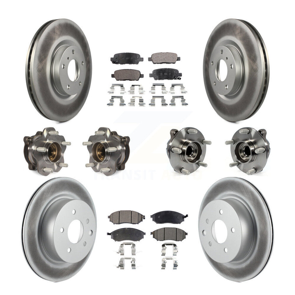 Front Rear Hub Bearing Coated Brake Rotor & Pad Kit (10Pc) For 2006-2007 INFINITI M35 RWD KBB-127654
