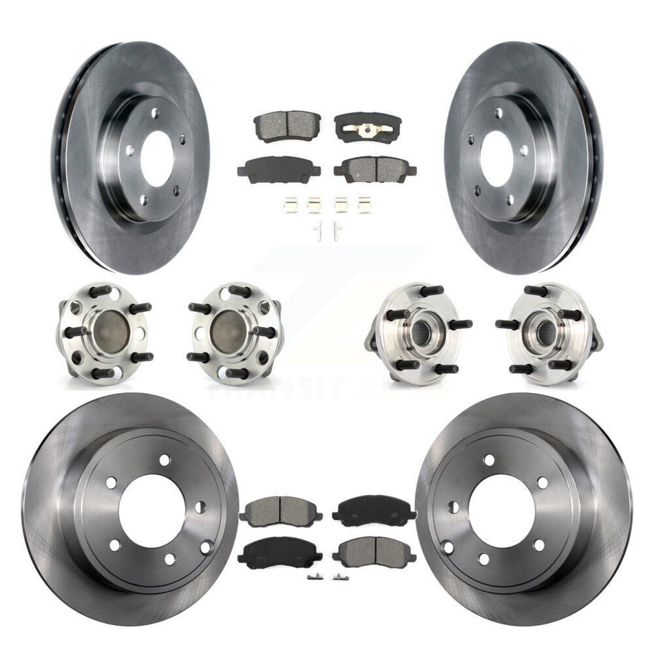 Front Rear Hub Bearing Disc Brake Rotor Pad Kit (10Pc) For Dodge Avenger Caliber Chrysler KBB-127667