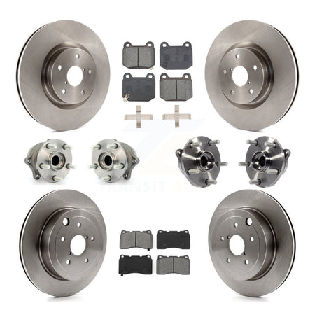 Front Rear Hub Bearings Disc Brake Rotors And Pads Kit (10Pc) For Subaru Impreza WRX STI KBB-127670