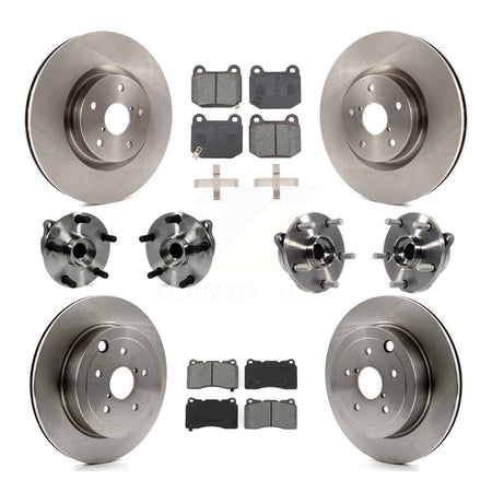 Front Rear Hub Bearings Disc Brake Rotors And Pads Kit (10Pc) For Subaru Impreza WRX STI KBB-127671
