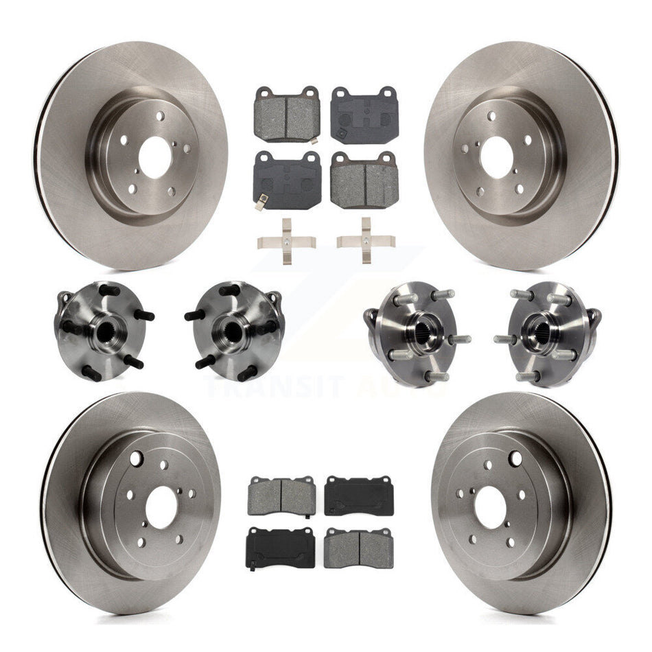 Front Rear Hub Bearings Disc Brake Rotors And Pads Kit (10Pc) For Subaru Impreza WRX STI KBB-127671