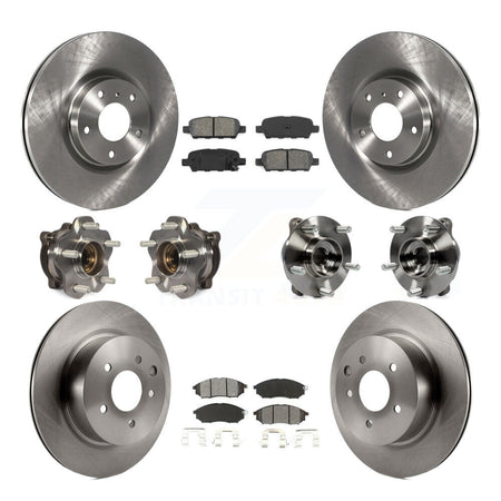 Front Rear Hub Bearing Disc Brake Rotor And Pad Kit (10Pc) For 2006-2007 INFINITI M35 AWD KBB-127672