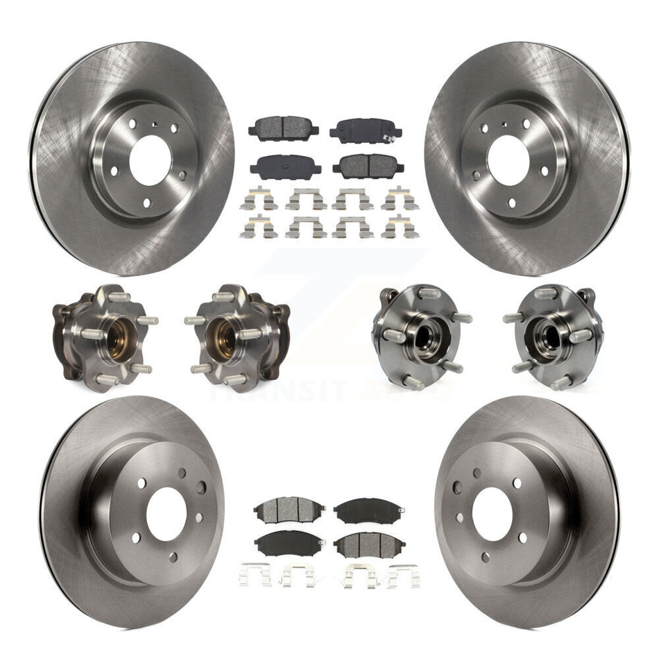 Front Rear Hub Bearing Disc Brake Rotor And Pad Kit (10Pc) For 2006-2007 INFINITI M35 RWD KBB-127673