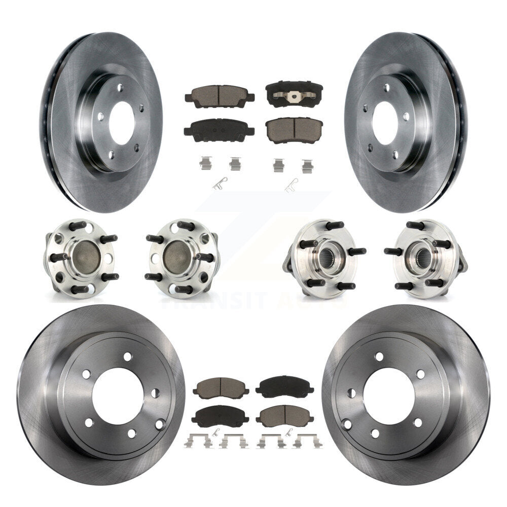 Front Rear Hub Bearing Disc Brake Rotor Pad Kit (10Pc) For Dodge Avenger Caliber Chrysler KBB-127678