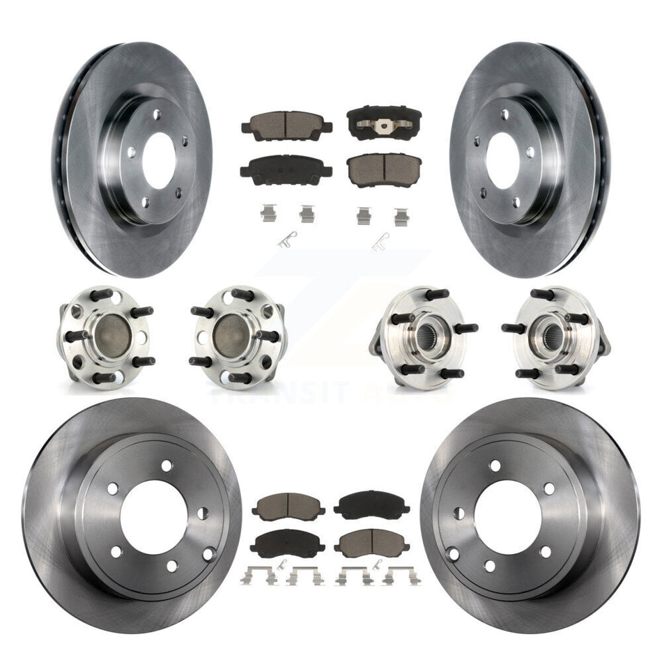 Front Rear Hub Bearing Disc Brake Rotor Pad Kit (10Pc) For Dodge Avenger Caliber Chrysler KBB-127678