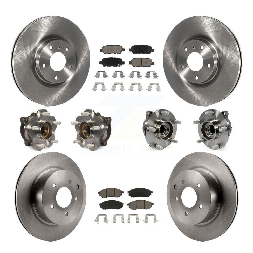 Front Rear Hub Bearing Disc Brake Rotor And Pad Kit (10Pc) For 2006-2007 INFINITI M35 RWD KBB-127682