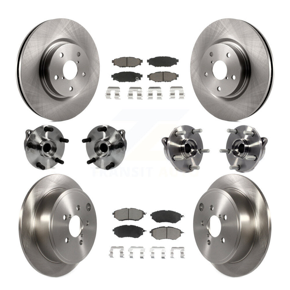 Front Rear Hub Bearings Disc Brake Rotors And Ceramic Pads Kit (10Pc) For Subaru WRX KBB-127683