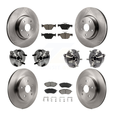 Front Rear Hub Bearings Disc Brake Rotors And Ceramic Pads Kit (10Pc) For Subaru WRX KBB-127684