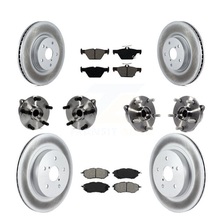Front Rear Hub Bearing Assembly Coated Disc Brake Rotor And Pad Kit (10Pc) For Subaru WRX KBB-127687