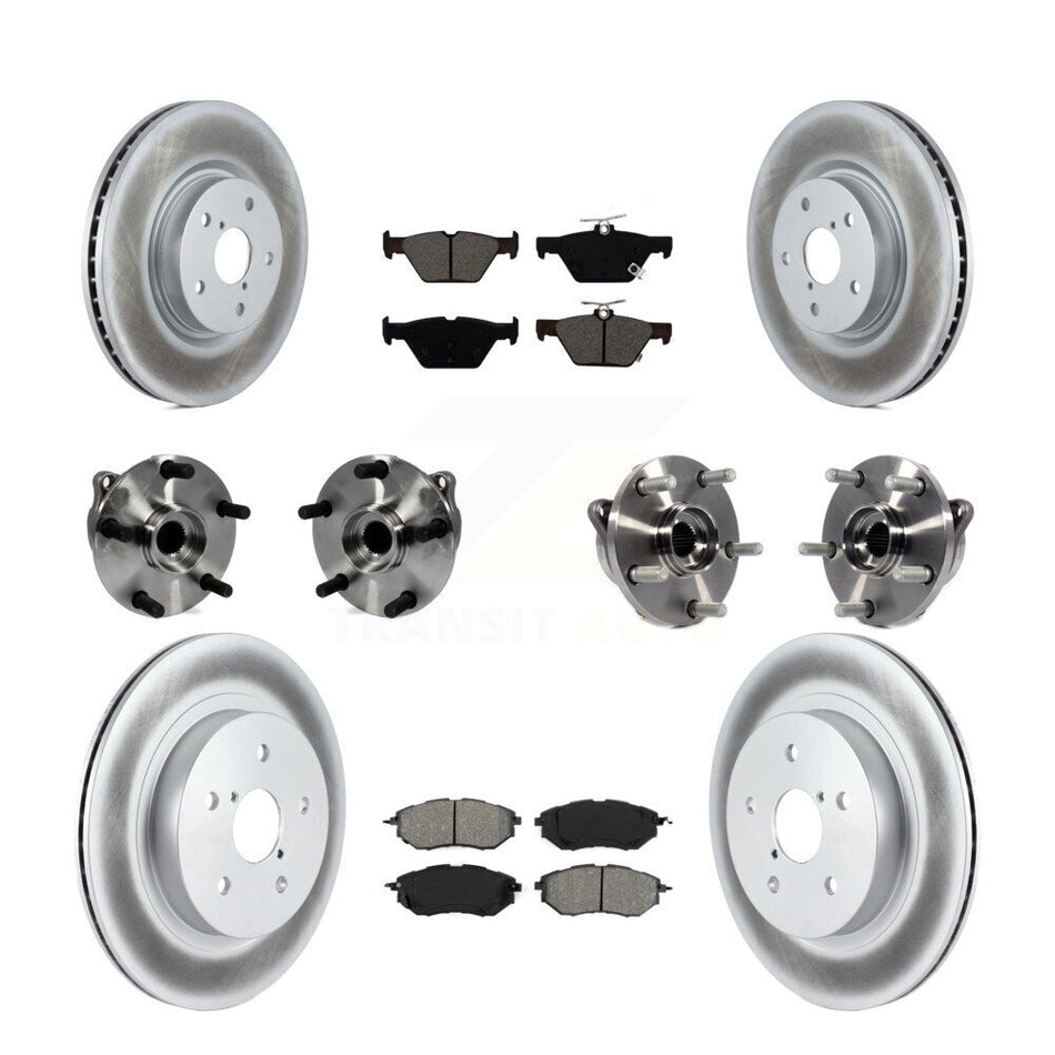 Front Rear Hub Bearing Assembly Coated Disc Brake Rotor And Pad Kit (10Pc) For Subaru WRX KBB-127687