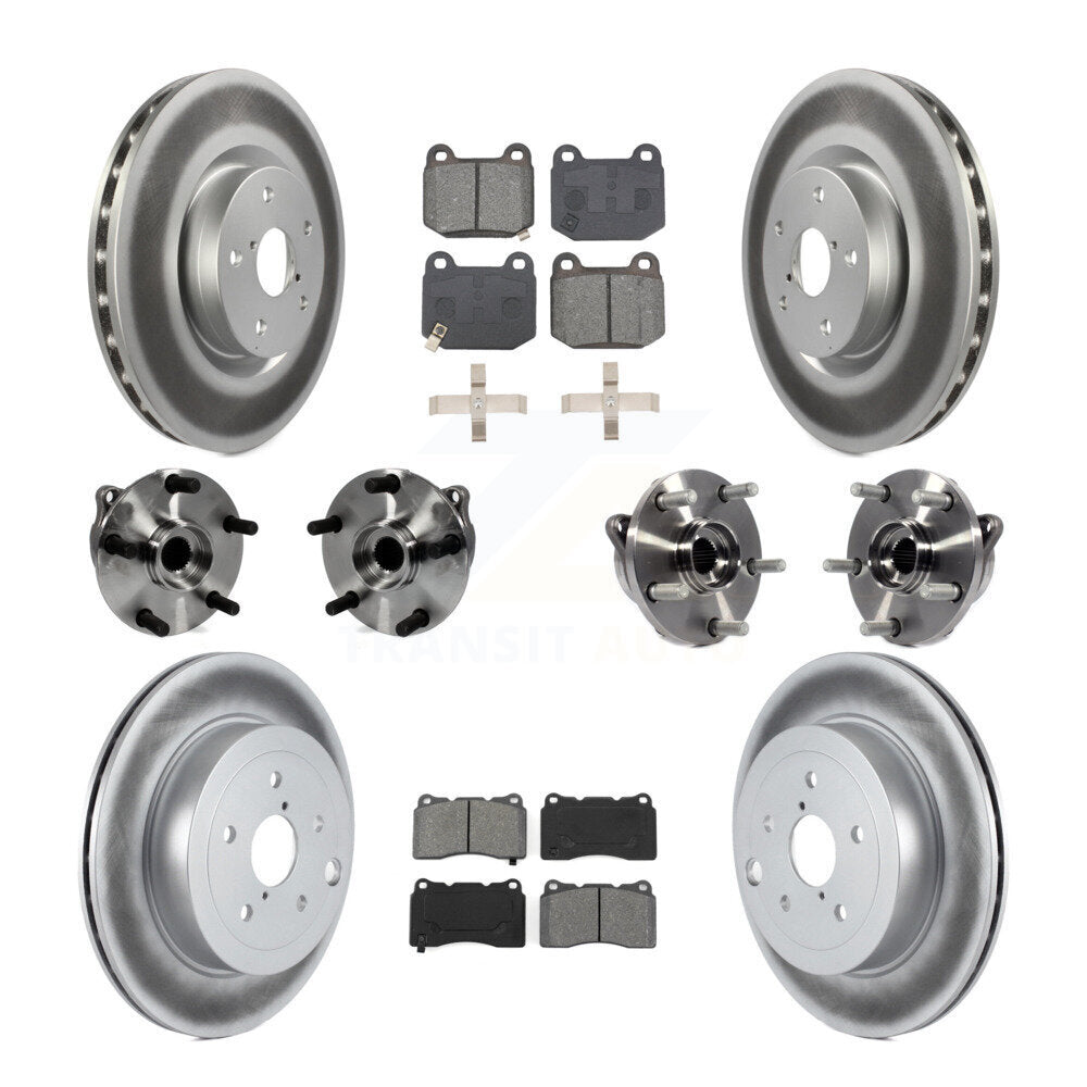Front Rear Hub Bearing Coated Disc Brake Rotor Pads Kit (10Pc) For Subaru Impreza WRX STI KBB-127694