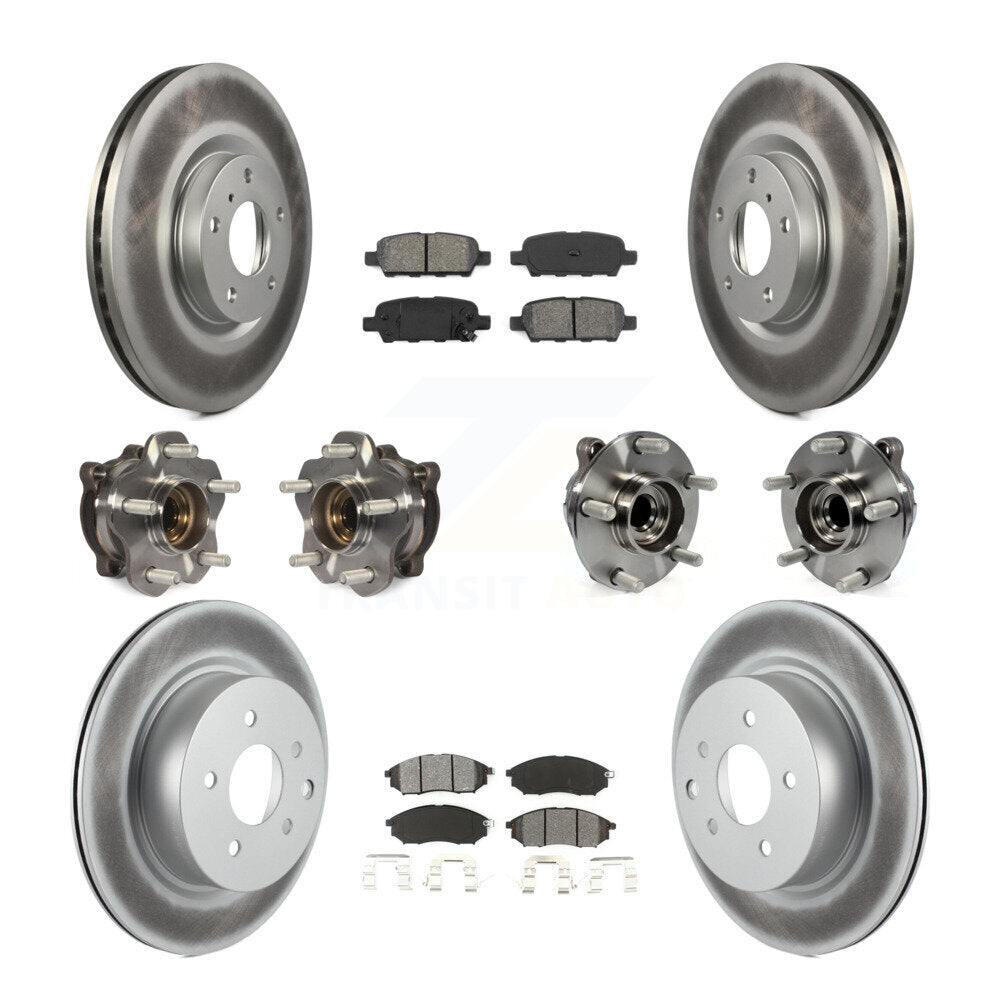 Front Rear Hub Bearing Coated Brake Rotor & Pad Kit (10Pc) For 2006-2007 INFINITI M35 RWD KBB-127696